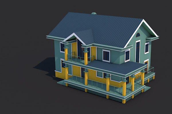 8 House Building and Swimming Pool | High-Quality Maya 3D Models ...