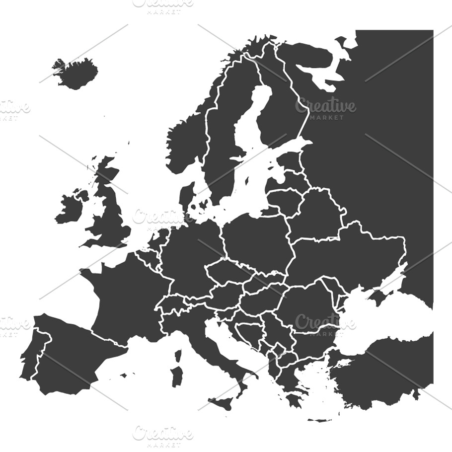 Detailed europe map | Photoshop Graphics ~ Creative Market