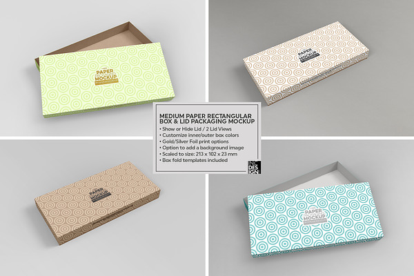 Download MediumRectangle Paper Box&Lid Mockup | Creative Photoshop ...