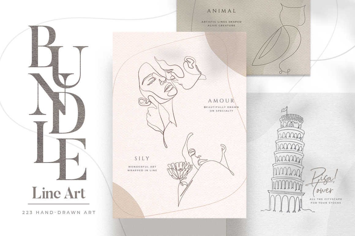 BUNDLE Line Art and illustrations  Decorative Illustrations ~ Creative  Market