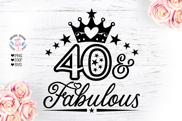 40 And Fabulous Birthday Cut File Pre Designed Photoshop Graphics Creative Market