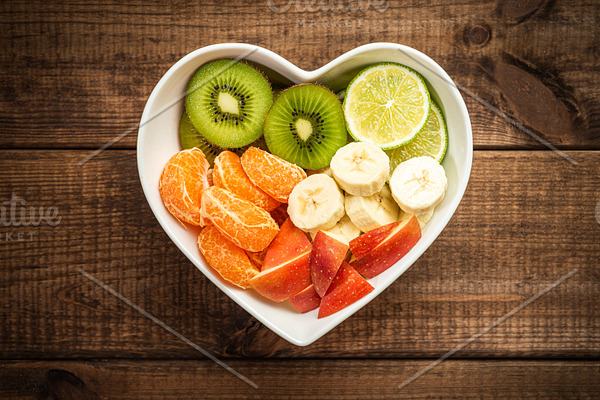 Heartshaped bowl with fruit featuring bowl, fruit, and food | High ...