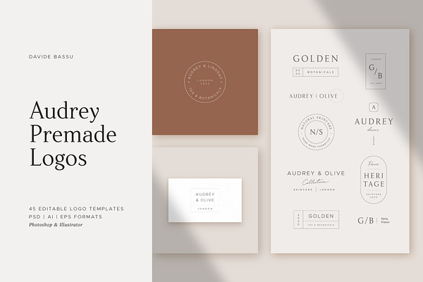 Audrey Premade Logos Creative Illustrator Templates Creative Market