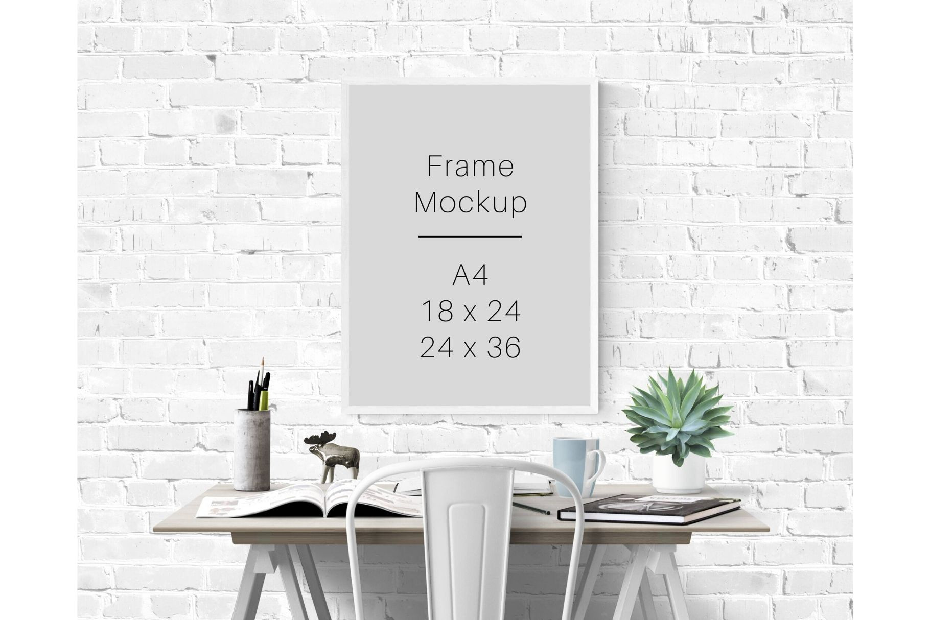 Download White Frame Mockup A4 18x24 24x36 Creative Market PSD Mockup Templates