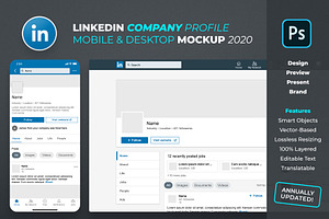 Download Linkedin Company Profile Mockup Creative Photoshop Templates Creative Market PSD Mockup Templates