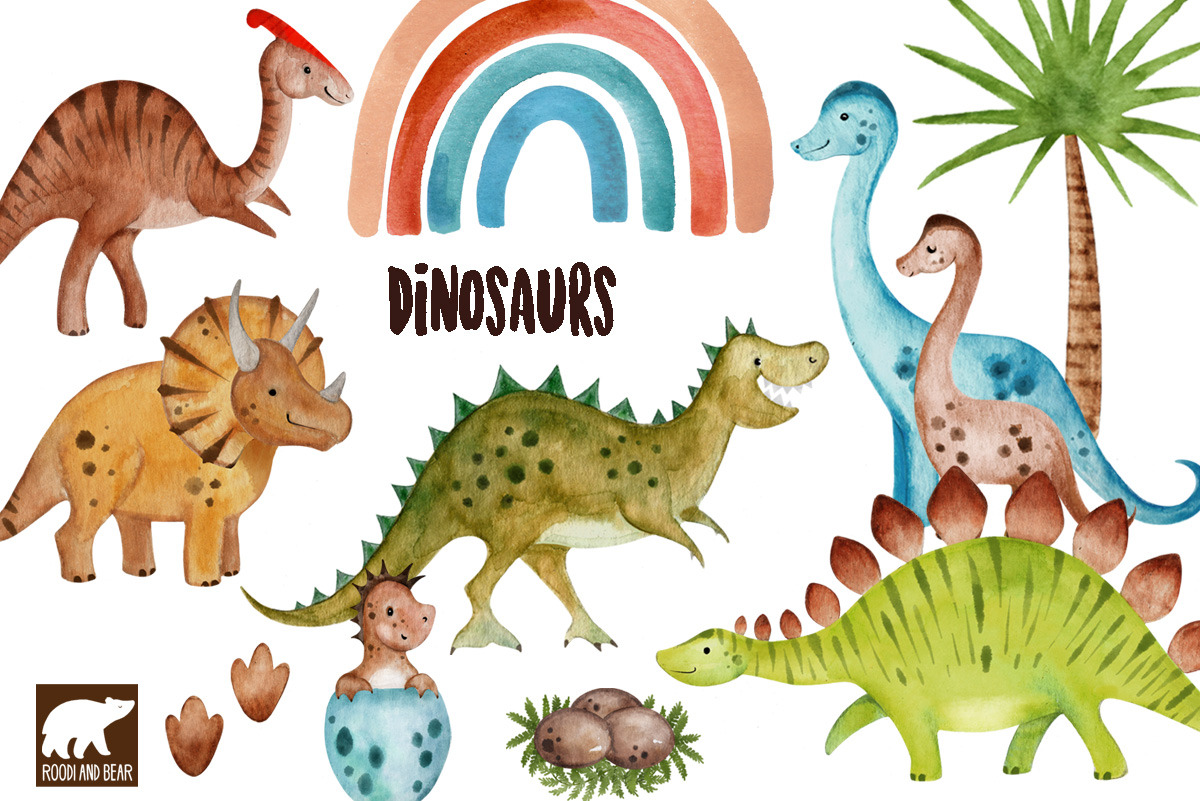 Download Rainbow Dinosaurs Pre Designed Photoshop Graphics Creative Market