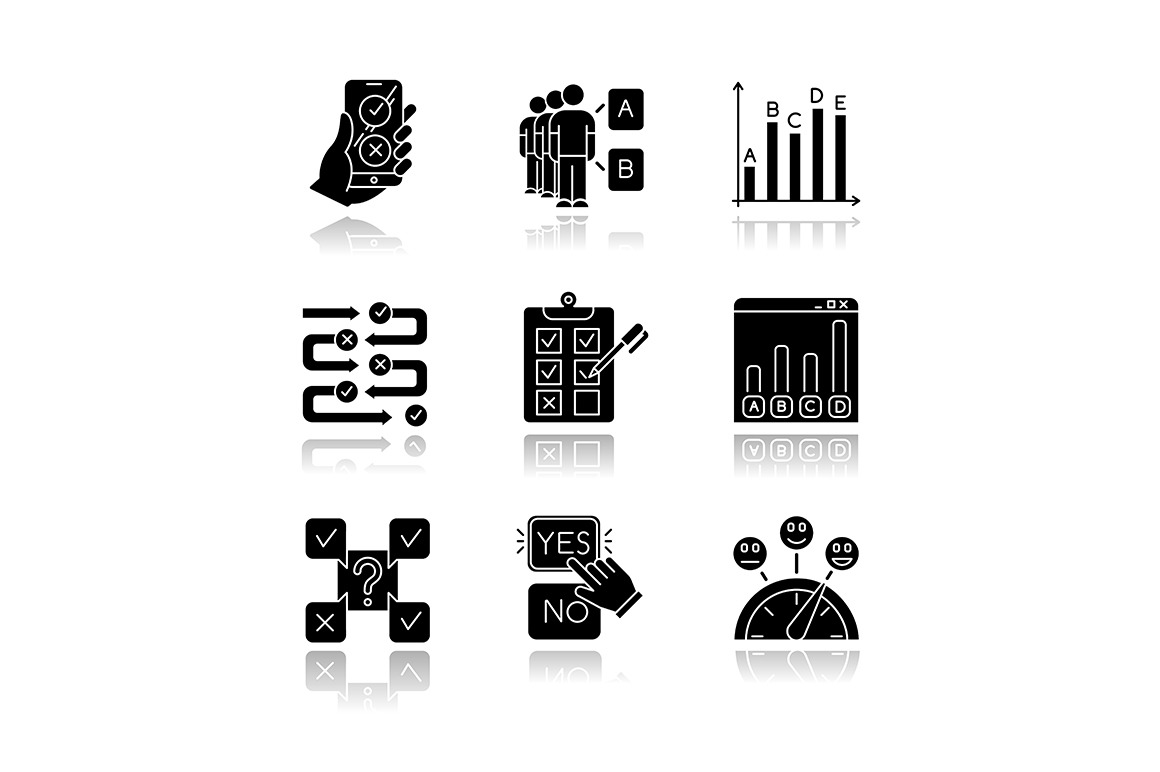 Download Survey drop shadow glyph icons set | Pre-Designed Photoshop Graphics ~ Creative Market