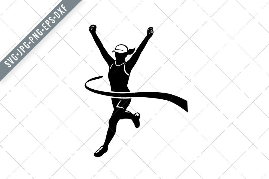 Download Female Marathon Runner Finish Svg Pre Designed Illustrator Graphics Creative Market