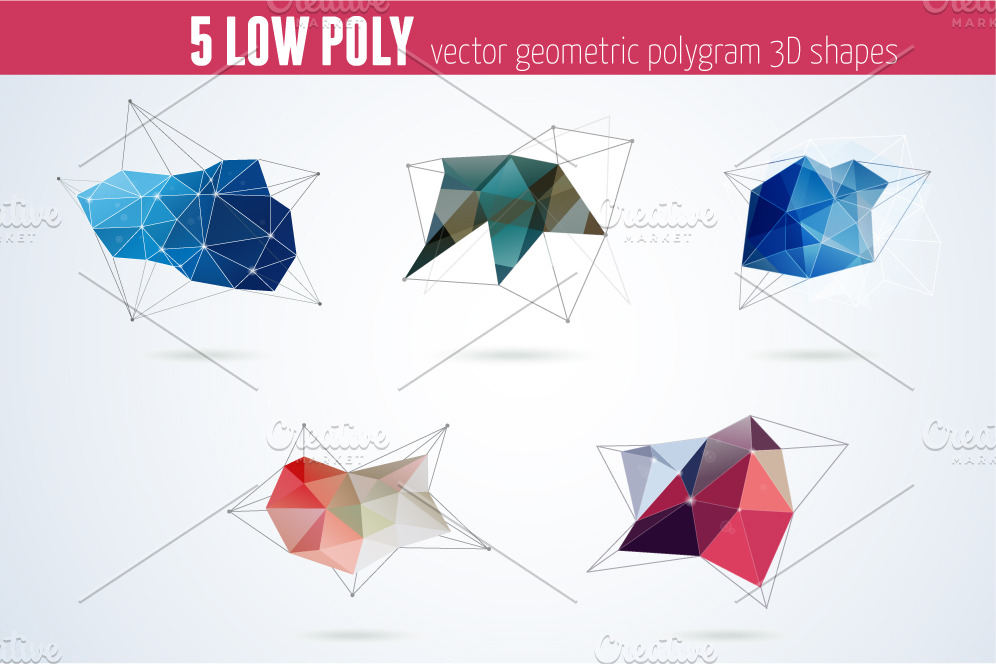 Polygon Geometric Shapes Vector Set Illustrator Graphics Creative