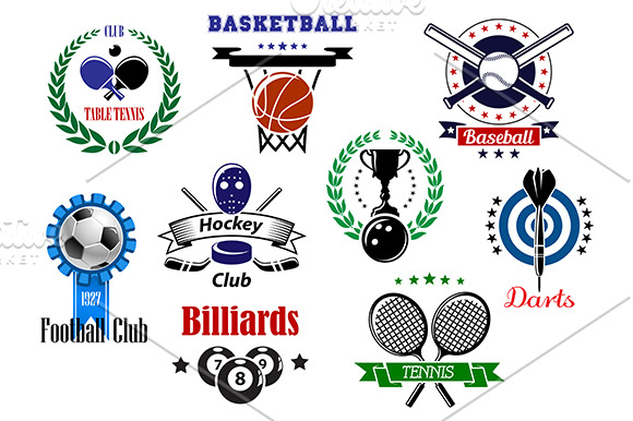 Competitive sport emblems set | Graphics ~ Creative Market