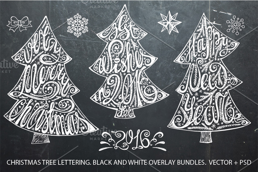 Christmas tree lettering set | Illustrations ~ Creative Market