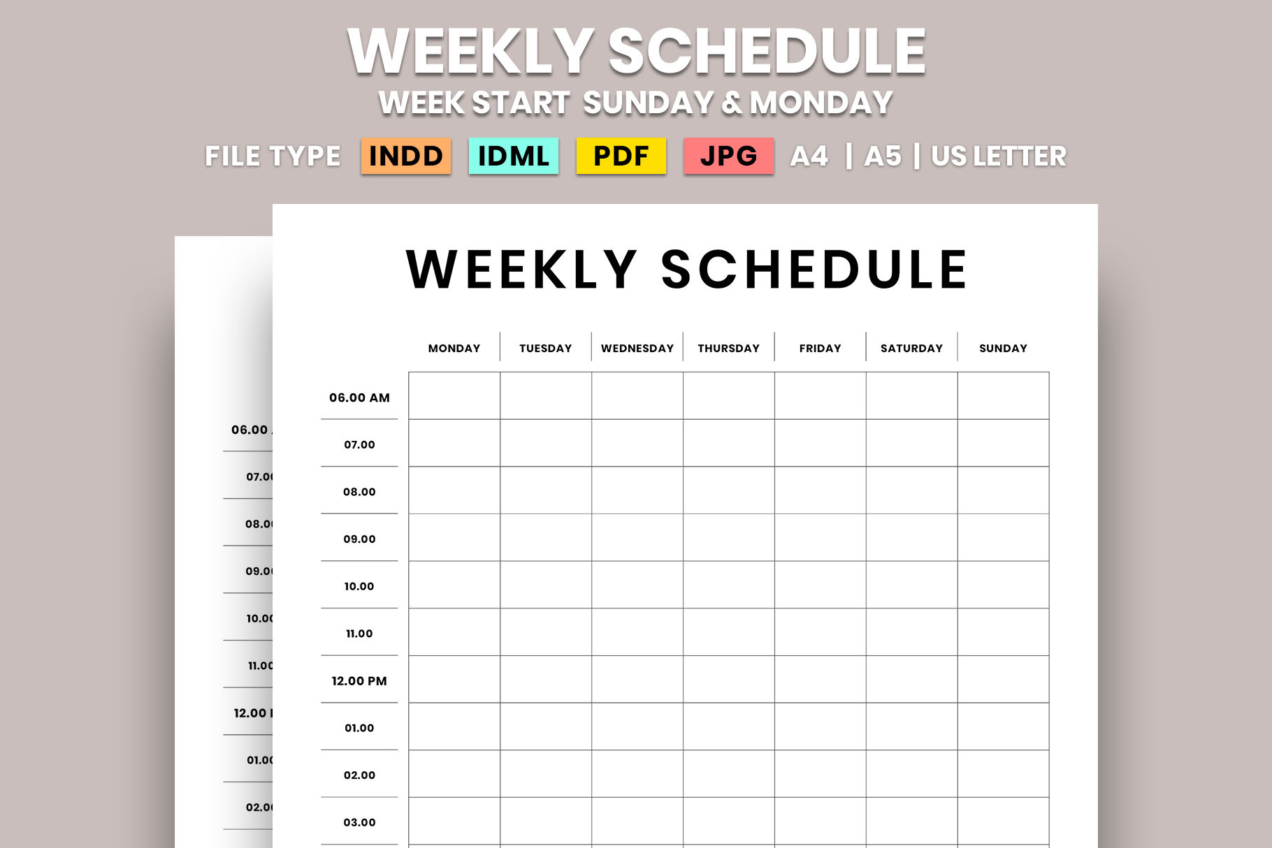 Weekly Schedule | Stationery Templates ~ Creative Market