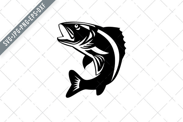 Download Walleye Fish Jumping Up Isolated SVG | Pre-Designed ...