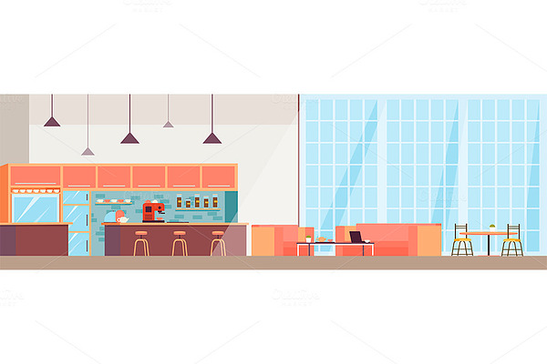 Coffeehouse Building, Cafe Exterior | Pre-Designed Vector Graphics