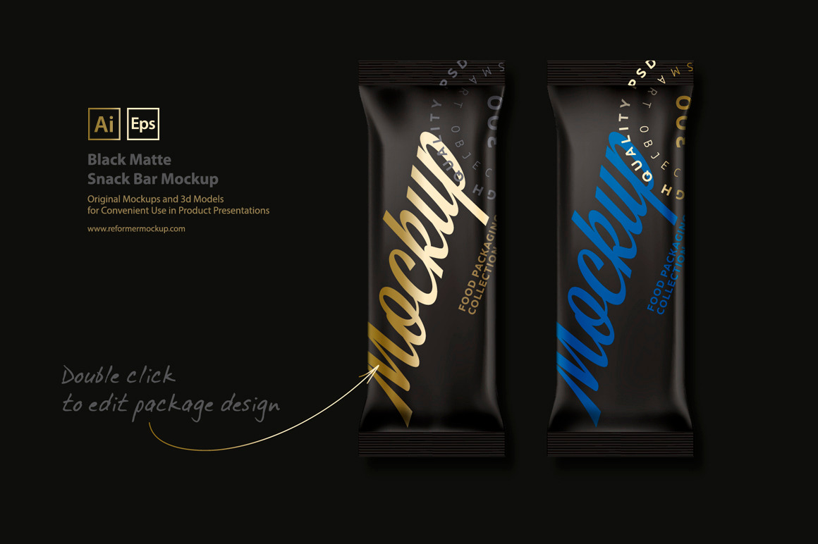 Download Black Matte Snack Bar Mockup Creative Illustrator Templates Creative Market