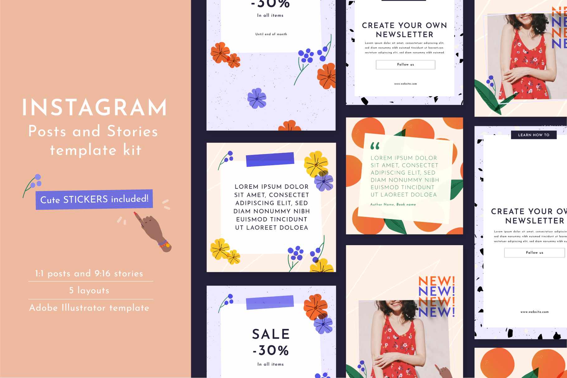 Instagram E-Commerce Templates | Social Media Templates ~ Creative Market