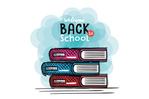 Books Back To School Drawing Pre Designed Vector Graphics Creative Market