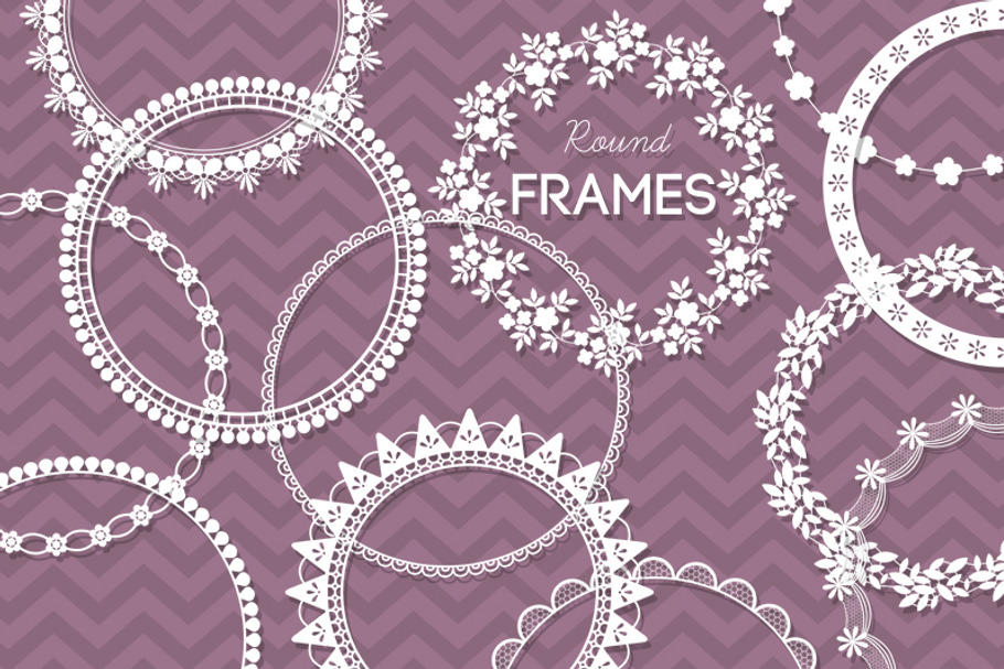 12 Round Lace Frames Clip Art I | Custom-Designed Illustrations