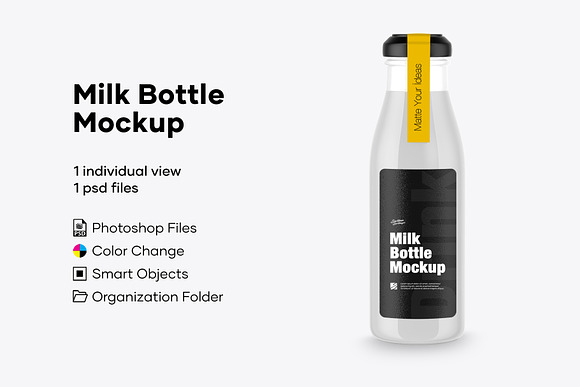 Download Glass Milk Bottle Mockup Creative Photoshop Templates Creative Market