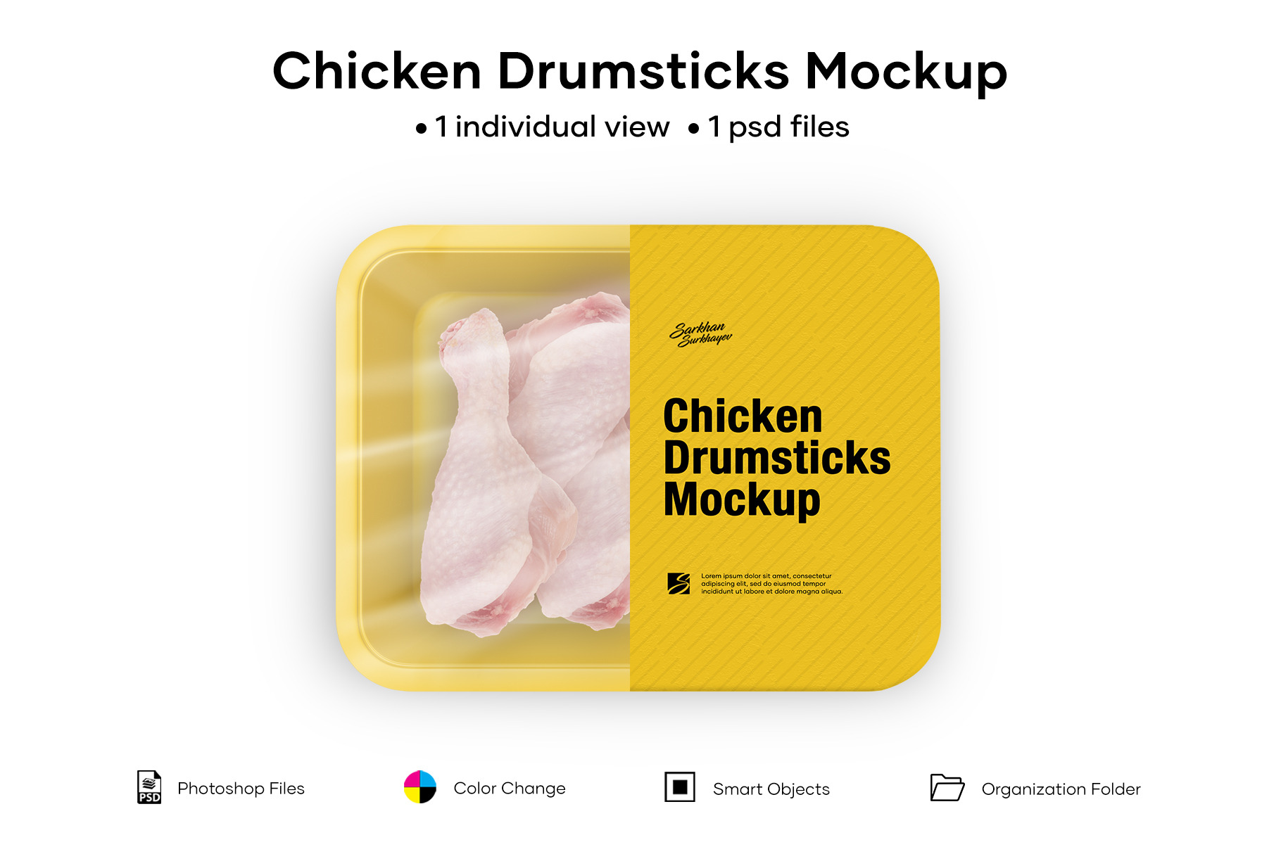 Download Plastic Tray With Chicken Drumsticks Creative Photoshop Templates Creative Market