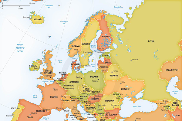 Vector map of Europe | Pre-Designed Illustrator Graphics ~ Creative Market