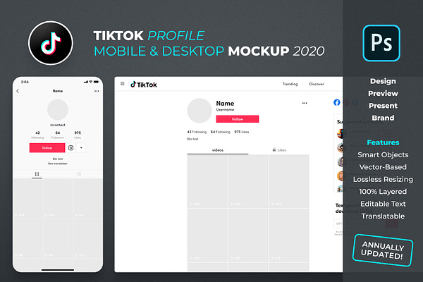 TikTok Profile Mockup Template | Creative Photoshop ...