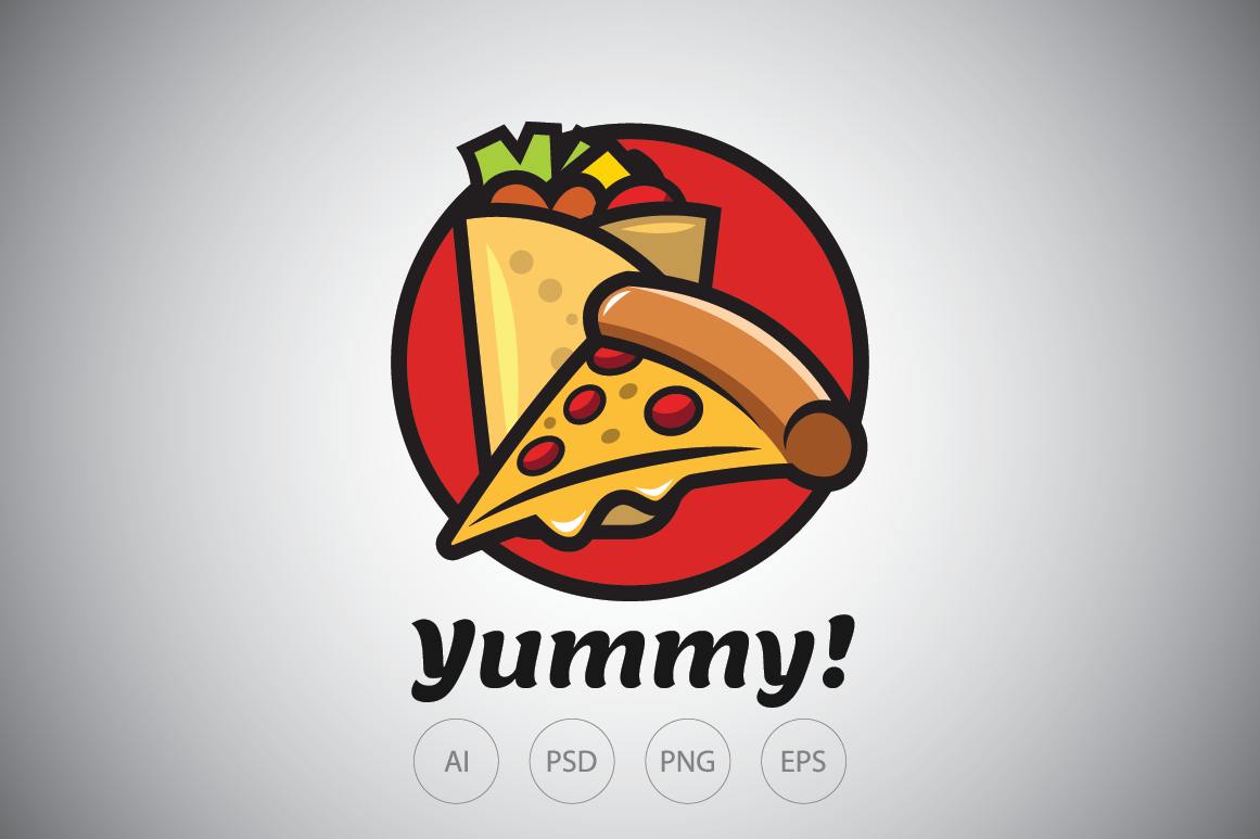 Download Kebab and Pizza Logo Template | Creative Illustrator Templates ~ Creative Market