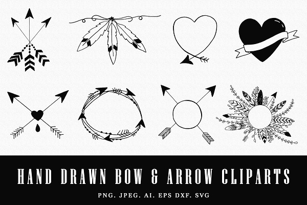 Handmade Bow Arrow Cliparts Pre Designed Photoshop Graphics Creative Market