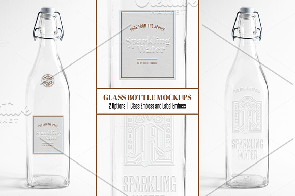 Download Embossed Glass Water Bottle Mockup Pre Designed Photoshop Graphics Creative Market