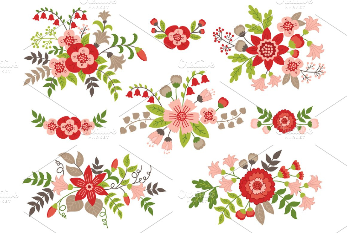 Vector Floral Bouquet Clipart | Pre-Designed Photoshop Graphics