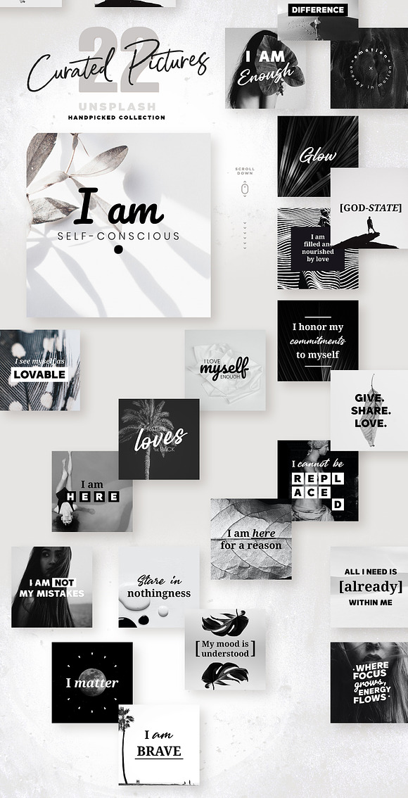 Download 111 X Self Love Quotes B W Edition Creative Canva Templates Creative Market