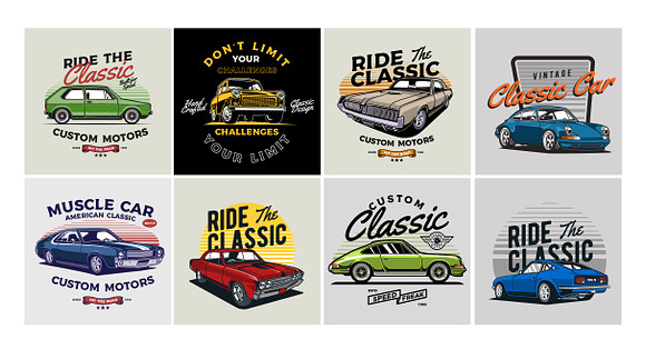 Classic Car Vector T-shirt Designs Bundle, Vintage Old Car Graphic