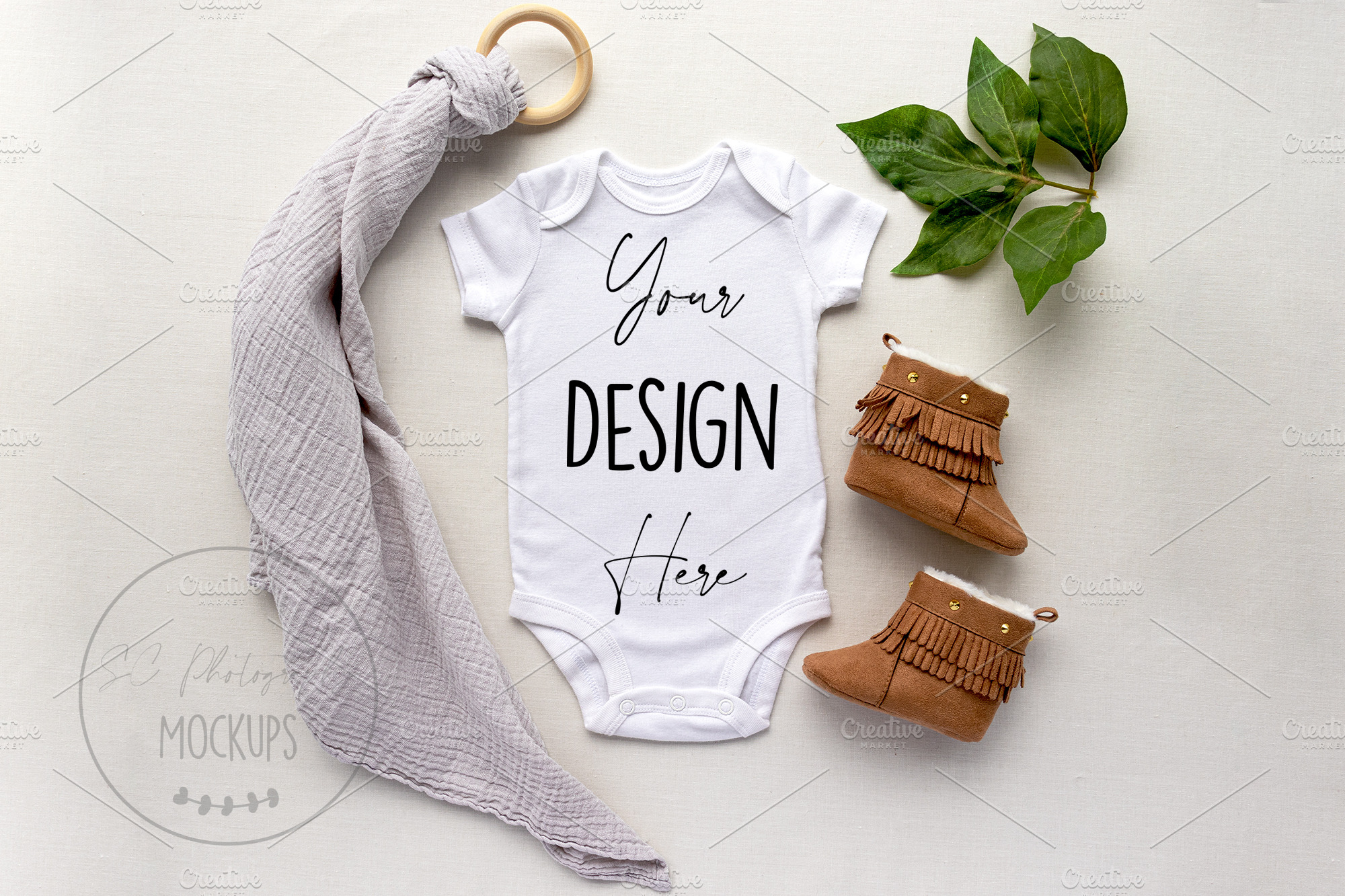 Download Baby Vest Bodysuit Mockup Creative Photoshop Templates Creative Market