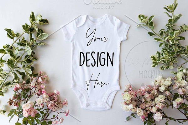 Download Baby Bodysuit Vest Mockup Creative Photoshop Templates Creative Market