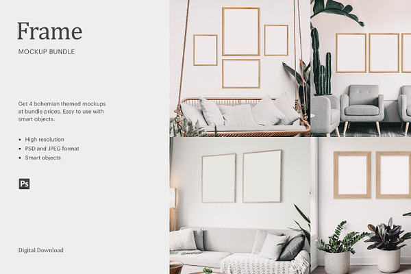 Frame Mock Up Bundle-Bohemian Style | Creative Photoshop Templates ...