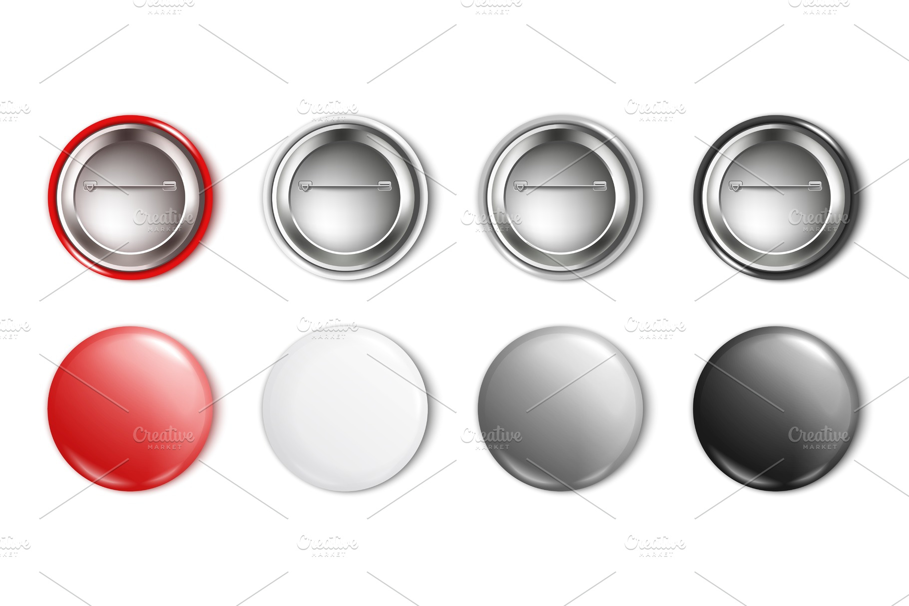 Realistic blank button pin mockup | Graphic Objects ~ Creative Market