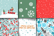 Merry Christmas Set Of Card Template | Decorative Illustrations ...