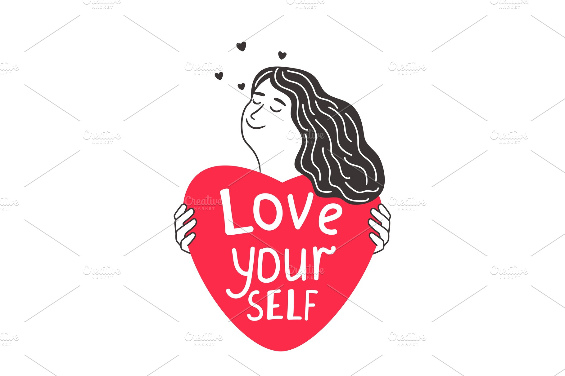 Cute girl love yourself | Healthcare Illustrations ~ Creative Market