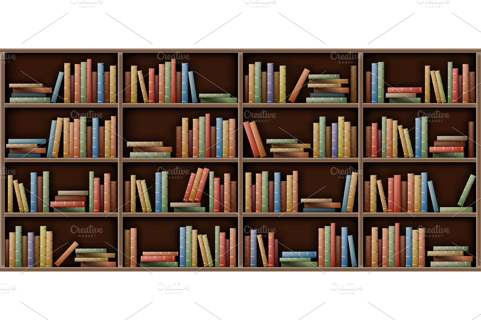 Download White Bookshelf Mockup Books On Pre Designed Vector Graphics Creative Market