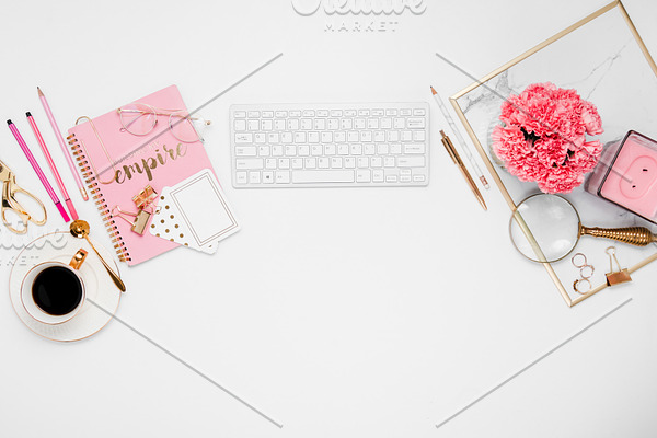 Feminine Desk White iPad 2 | High-Quality Stock Photos ~ Creative Market