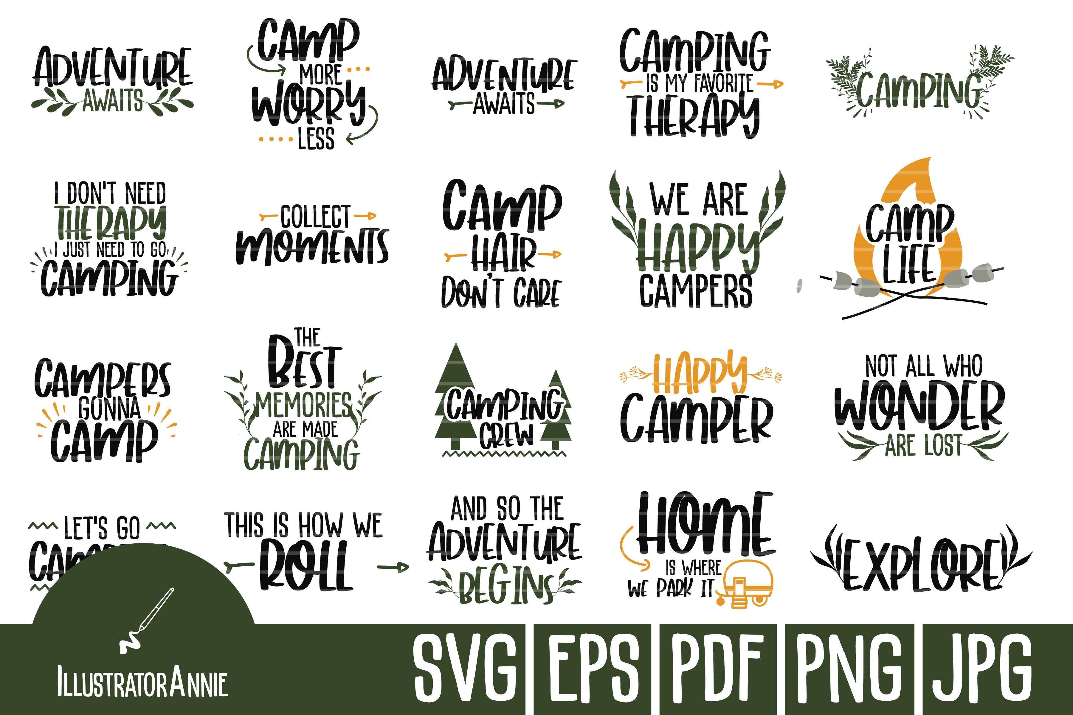 Download Camping Svg Bundle Pre Designed Illustrator Graphics Creative Market PSD Mockup Templates