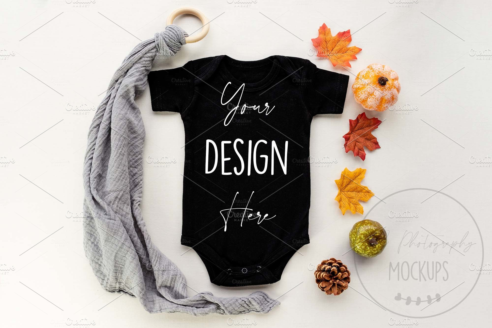 Download Fall Black Baby Bodysuit Mockup Creative Photoshop Templates Creative Market