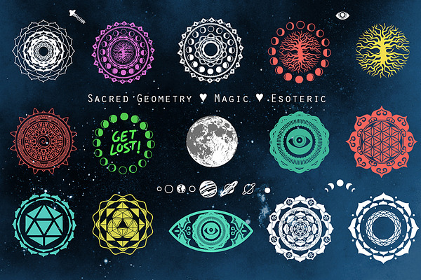 Planets, moon & sacred geometry | Pre-Designed Photoshop Graphics ...