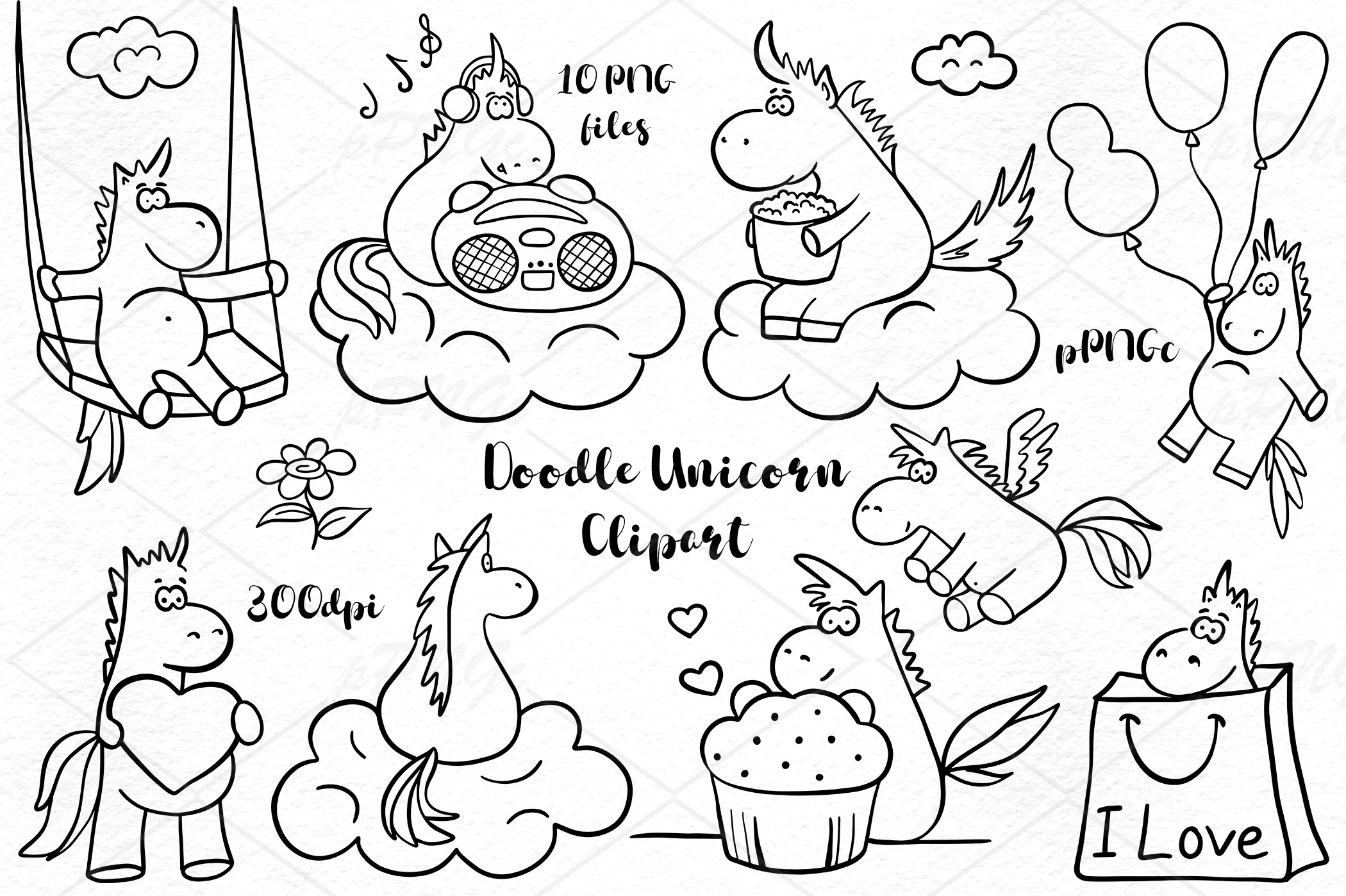 Download Doodle Unicorn Clipart Pre Designed Photoshop Graphics Creative Market