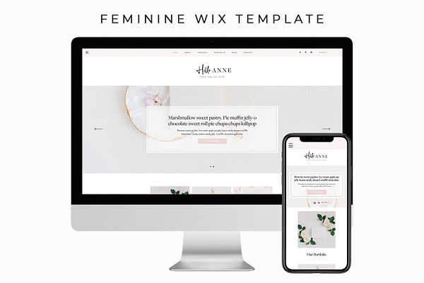 Download Feminine Wix Website Template Creative Website Templates Creative Market PSD Mockup Templates