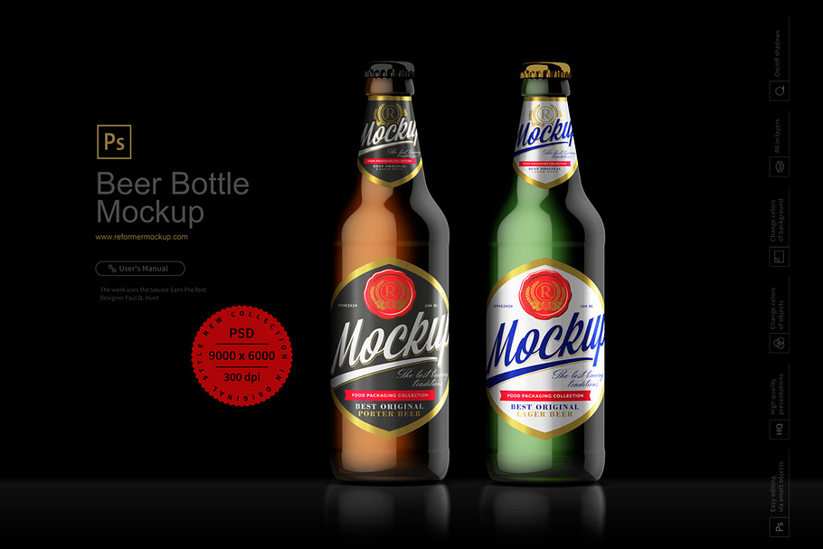 Download Beer Bottle Mockup 500ml | Creative Photoshop Templates ...