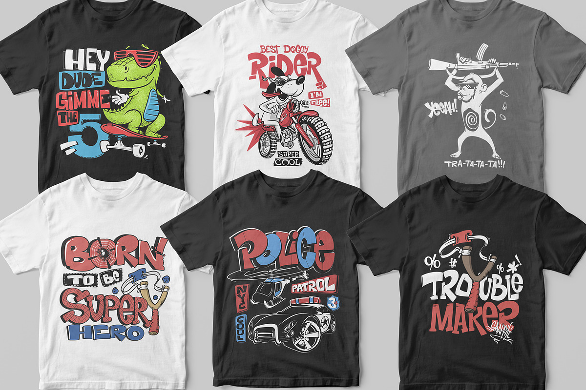 24 Kids t-shirt design collection | Pre-Designed Illustrator Graphics ...