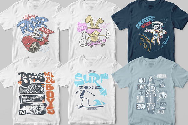 24 Kids t-shirt design collection | Pre-Designed Illustrator Graphics ...