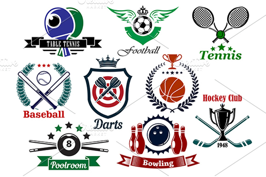 Flat sporting web icons | Pre-Designed Illustrator Graphics ~ Creative