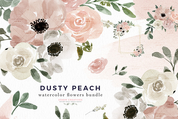 Download Dusty Peach Watercolor Florals Pre Designed Photoshop Graphics Creative Market